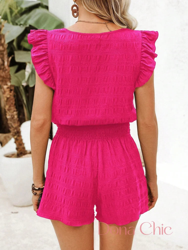 Conjunto Blusa Com Babados E Short De Cintura Alta Conjunto Blusa Com Babados E Short De Cintura Alta