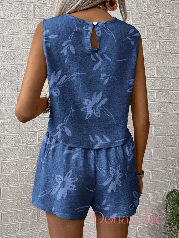 Conjunto Blusa Com Estampa Floral E Short De Cintura Alta Conjunto Blusa Com Estampa Floral E Short De Cintura Alta