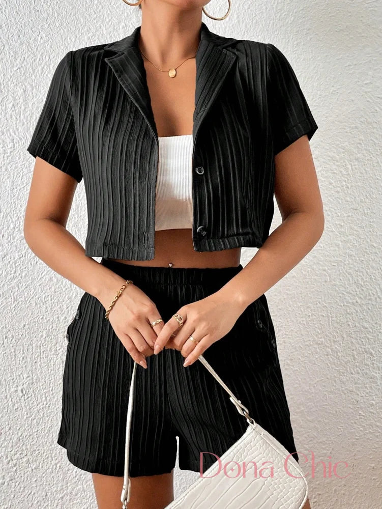 Conjunto Blusa Cropped Camisa Listrada E Short Cintura Alta Conjunto Blusa Cropped Camisa Listrada E Short Cintura Alta