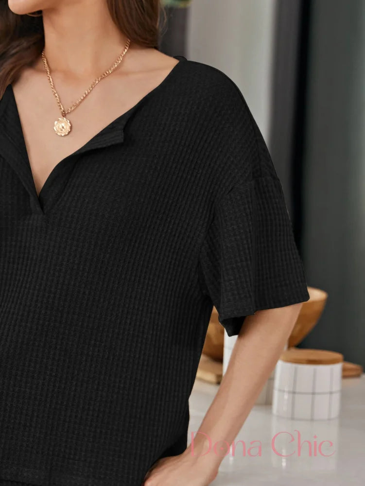 Conjunto Blusa Oversized Com Short Canelado Conjunto Blusa Oversized Com Short Canelado