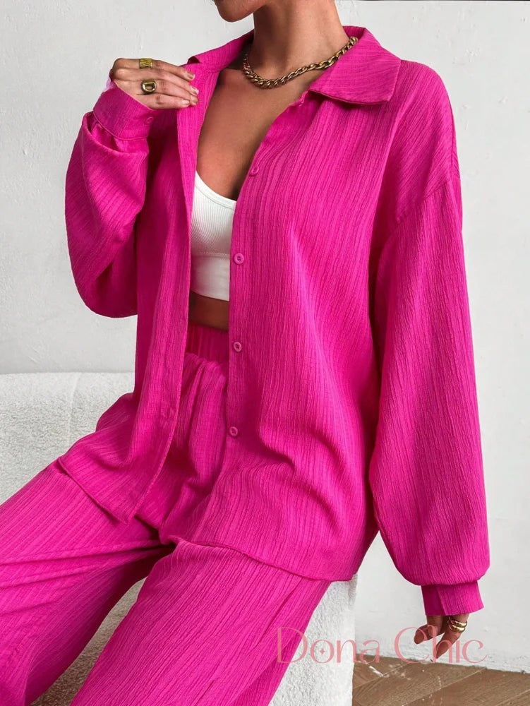 Conjunto Camisa De Viscose Com Calça Reta Leve Conjunto Camisa De Viscose Com Calça Reta Leve