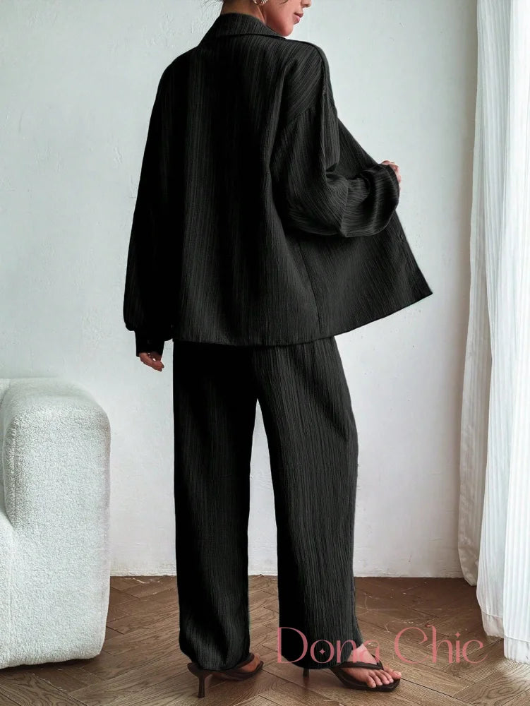 Conjunto Camisa De Viscose Com Calça Reta Leve Conjunto Camisa De Viscose Com Calça Reta Leve