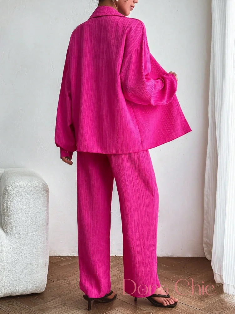 Conjunto Camisa De Viscose Com Calça Reta Leve Conjunto Camisa De Viscose Com Calça Reta Leve
