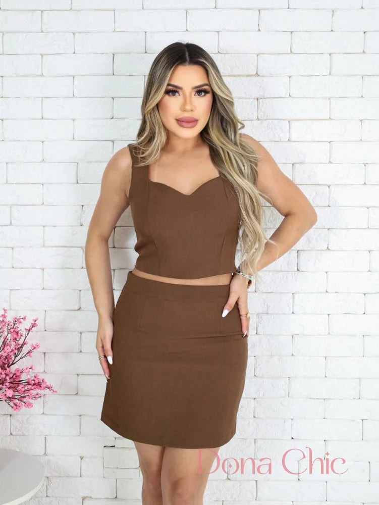 Conjunto Cropped Com Saia Lápis Cintura Alta Conjunto Cropped Com Saia Lápis Cintura Alta