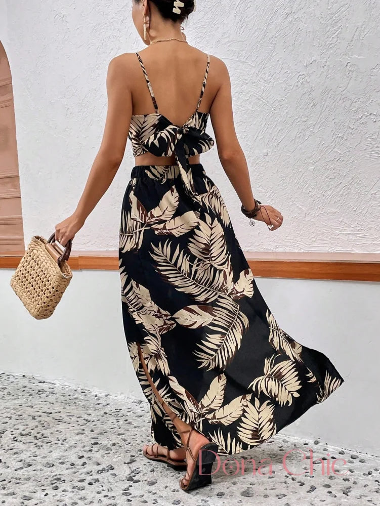 Conjunto Cropped Com Saia Longa Floral E Fenda Lateral Conjunto Cropped Com Saia Longa Floral E Fenda Lateral