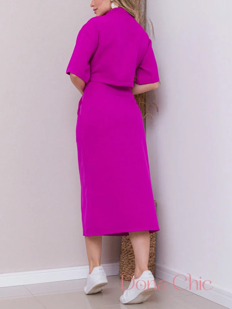Conjunto Cropped Com Saia Midi E Fenda Frontal Conjunto Cropped Com Saia Midi E Fenda Frontal