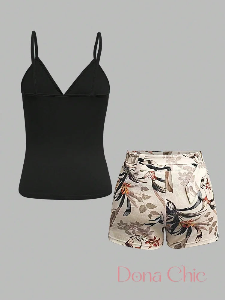 Conjunto Decote Transpassado Com Calça Estampada Conjunto Decote Transpassado Com Calça Estampada