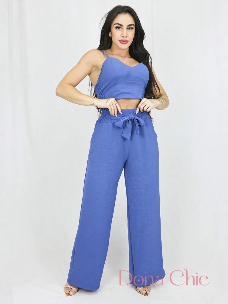Conjunto Macacão Com Cinto E Calça Pantalona Conjunto Macacão Com Cinto E Calça Pantalona