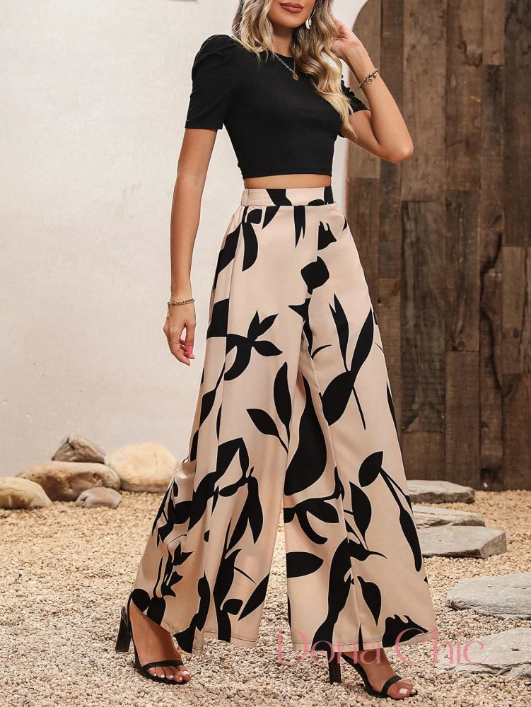 Conjunto Manga Bufante Com Calça Estampada Flare Conjunto Manga Bufante Com Calça Estampada Flare