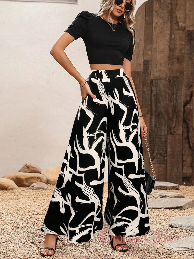 Conjunto Manga Bufante Com Calça Estampada Flare Conjunto Manga Bufante Com Calça Estampada Flare