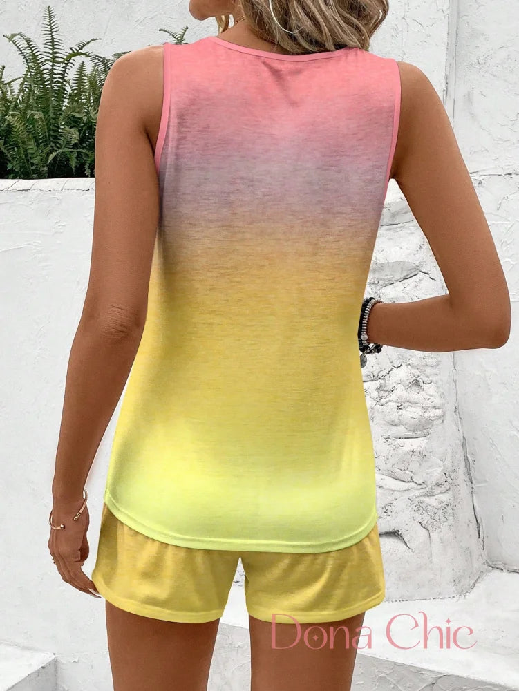 Conjunto Regata Degradê Com Short Ajustável Conjunto Regata Degradê Com Short Ajustável
