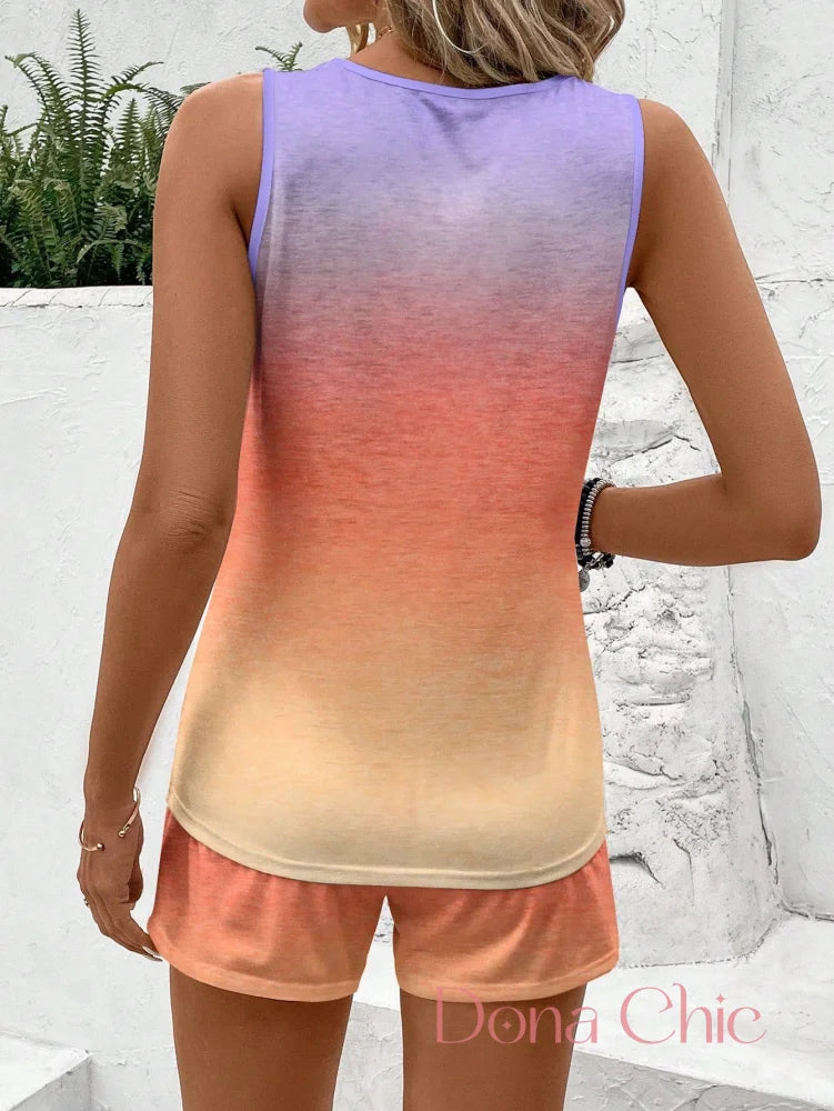 Conjunto Regata Degradê Com Short Ajustável Conjunto Regata Degradê Com Short Ajustável