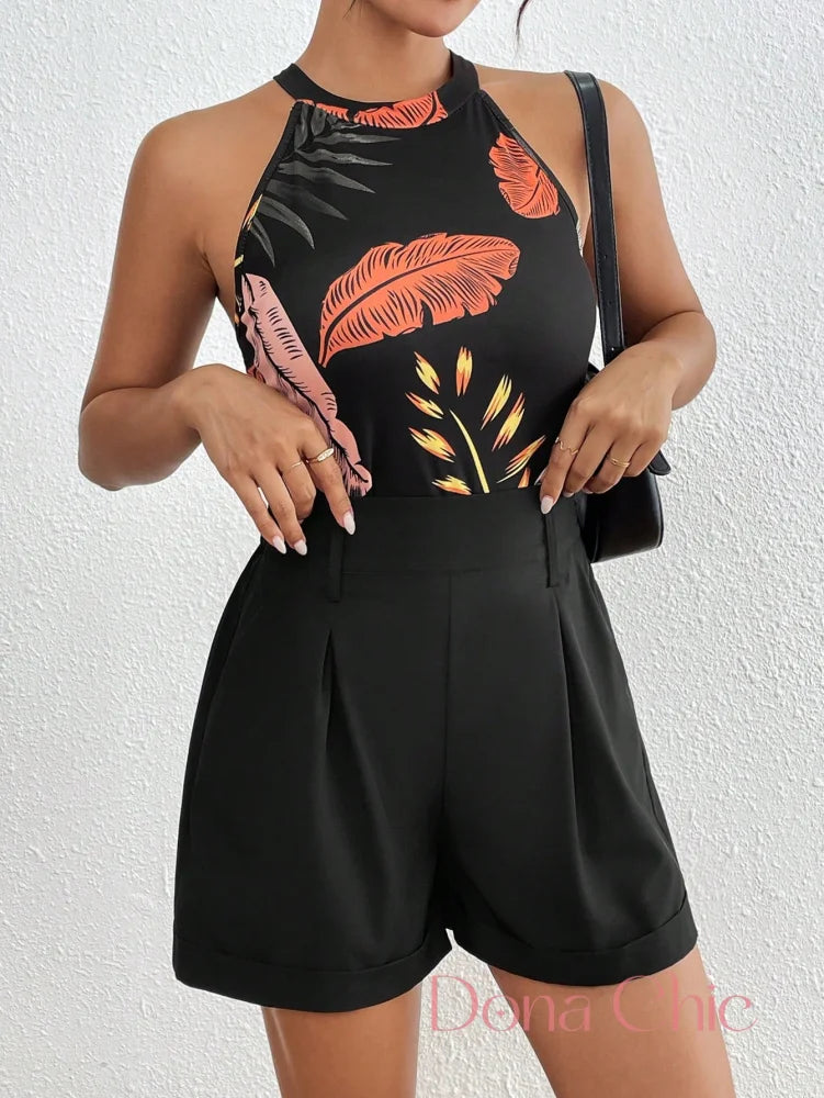 Conjunto Regata Estampada Com Shorts De Alfaiataria Conjunto Regata Estampada Com Shorts De Alfaiataria