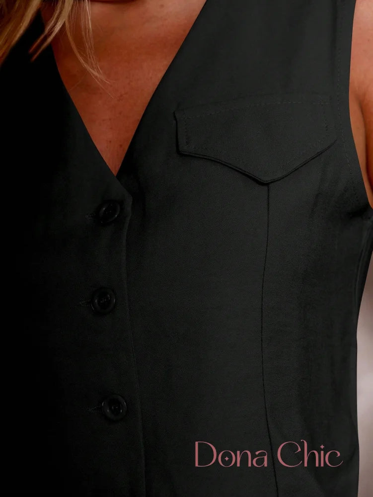 Conjunto Sem Mangas Com Calça Pantalona Elegante Conjunto Sem Mangas Com Calça Pantalona Elegante