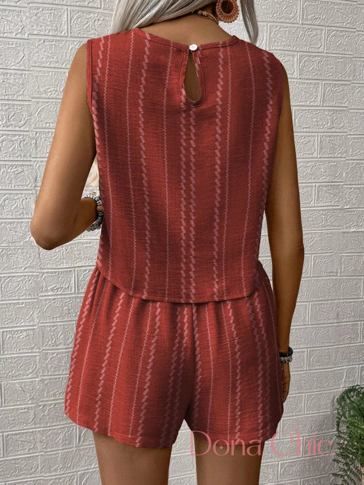 Conjunto Sem Mangas Com Estampa Vertical Conjunto Sem Mangas Com Estampa Vertical