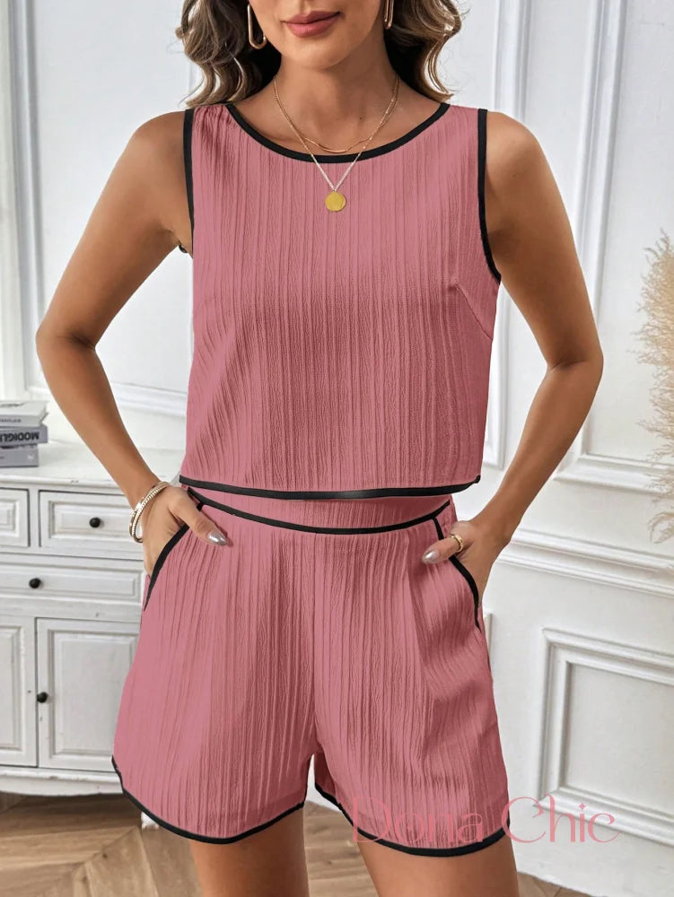 Conjunto Sem Mangas Listrado Com Short De Alfaiataria Conjunto Sem Mangas Listrado Com Short De Alfaiataria