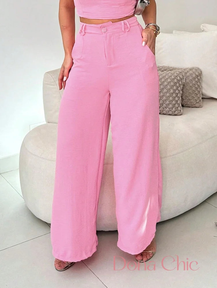 Conjunto Tomara Que Caia Com Calça Alfaiatada Fluida Conjunto Tomara Que Caia Com Calça Alfaiatada Fluida