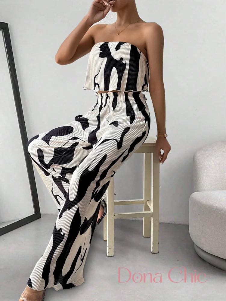 Conjunto Tomara Que Caia Com Calça Pantalona Plissada Conjunto Tomara Que Caia Com Calça Pantalona Plissada