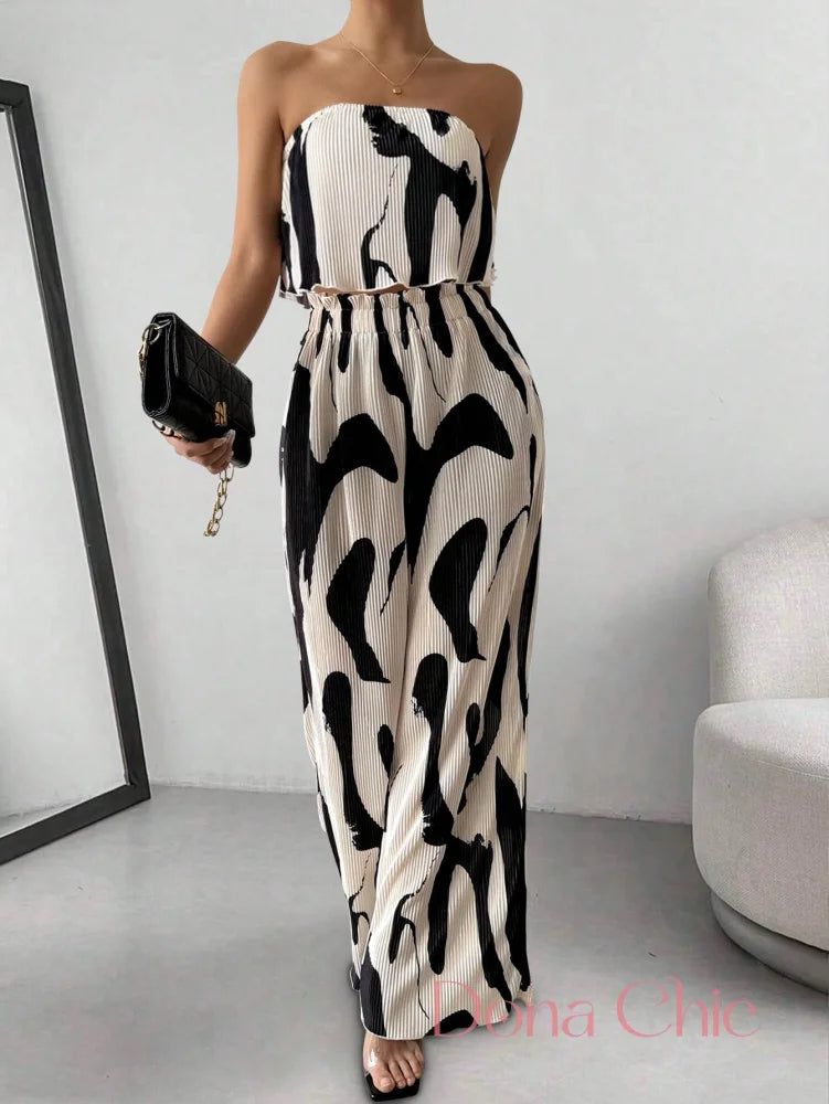 Conjunto Tomara Que Caia Com Calça Pantalona Plissada Conjunto Tomara Que Caia Com Calça Pantalona Plissada