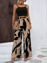 Conjunto Alças Finas Com Calça Estampada Flare P Conjunto Alças Finas Com Calça Estampada Flare