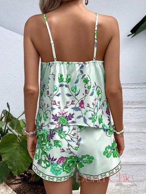Conjunto Alças Finas Com Estampa Floral Colorida Conjunto Alças Finas Com Estampa Floral Colorida