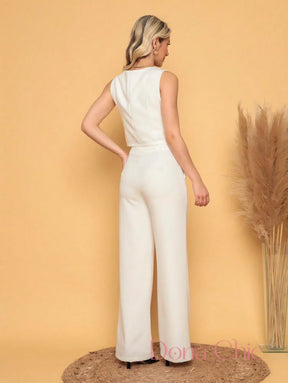 Conjunto Alfaiataria Com Colete E Calça Elegante Conjunto Alfaiataria com Blusa Gola Alta e Calça Ajustada