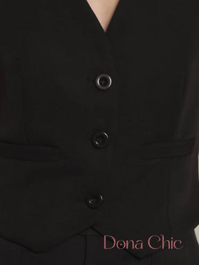 Conjunto Alfaiataria Com Colete E Calça Elegante Conjunto Alfaiataria com Blusa Gola Alta e Calça Ajustada