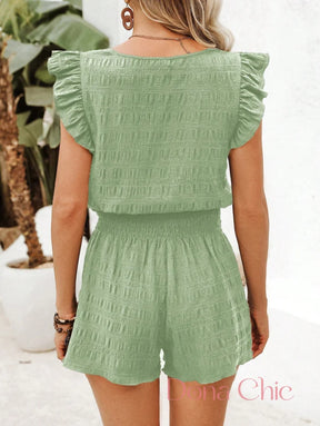 Conjunto Blusa Com Babados E Short De Cintura Alta Conjunto Blusa Com Babados E Short De Cintura Alta