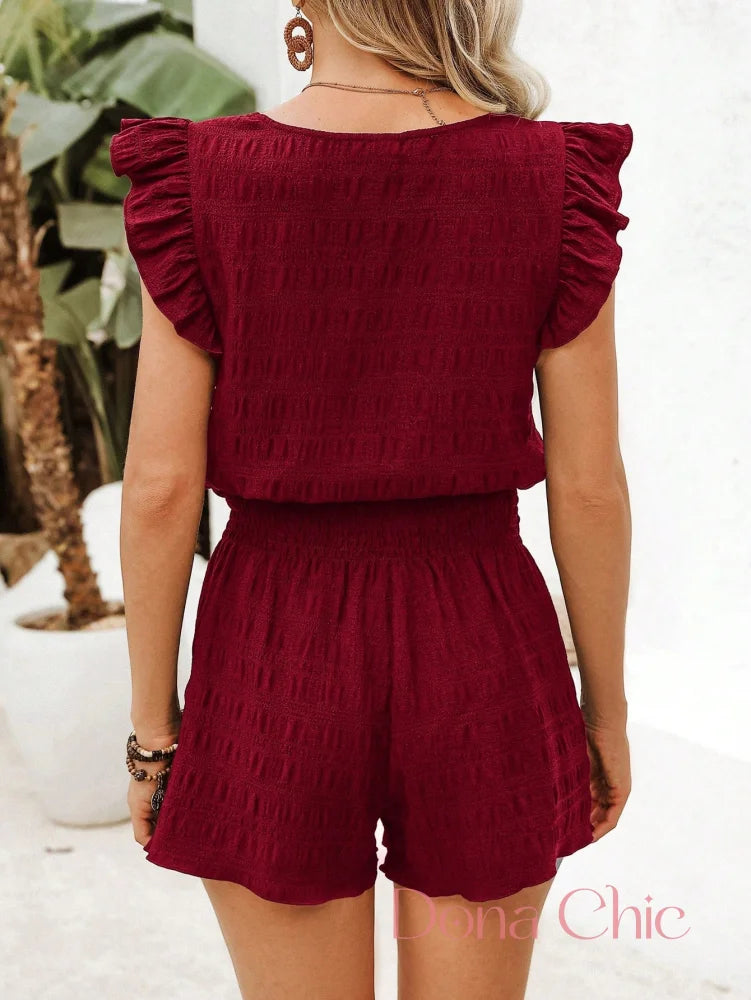 Conjunto Blusa Com Babados E Short De Cintura Alta Conjunto Blusa Com Babados E Short De Cintura Alta