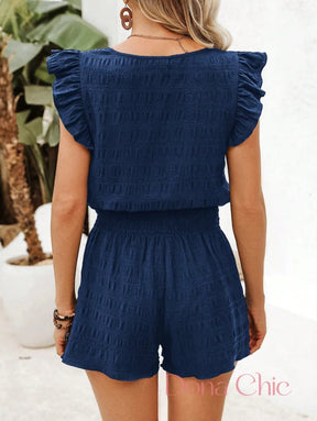Conjunto Blusa Com Babados E Short De Cintura Alta Conjunto Blusa Com Babados E Short De Cintura Alta