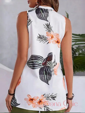 Conjunto Blusa Floral Com Short Liso De Cintura Alta Conjunto Blusa Floral Com Short Liso De Cintura Alta