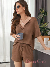 Conjunto Blusa Oversized Com Short Canelado Castanho / P Conjunto Blusa Oversized Com Short Canelado