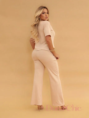 Conjunto Blusa Reta Com Calça De Cintura Alta Conjunto Blusa Reta Com Calça De Cintura Alta
