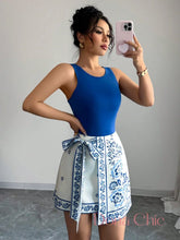 Conjunto Body Com Saia Estampada E Laço Lateral P Conjunto Body Com Saia Estampada E Laço Lateral