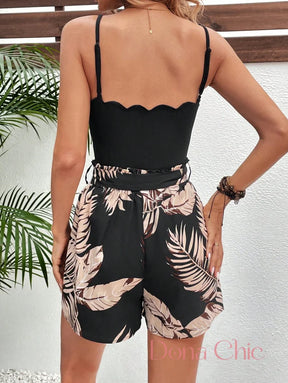 Conjunto Body Com Short Floral E Cinto Ajustável Conjunto Body Com Short Floral E Cinto Ajustável