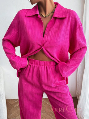 Conjunto Camisa De Viscose Com Calça Reta Leve Conjunto Camisa De Viscose Com Calça Reta Leve