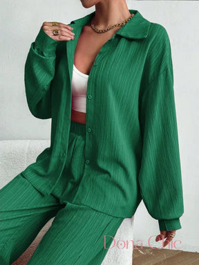 Conjunto Camisa De Viscose Com Calça Reta Leve Conjunto Camisa De Viscose Com Calça Reta Leve