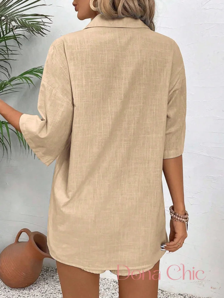 Conjunto Camisa Oversized Com Shorts De Amarração Conjunto Camisa Oversized Com Shorts De Amarração