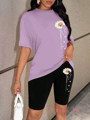 Conjunto Camiseta Estampada Com Short Ciclista Conjunto Camiseta Estampada Com Short Ciclista