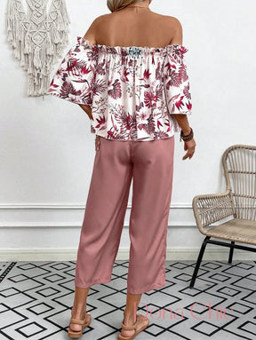 Conjunto Ciganinha Floral Com Calça Pantalona Leve Conjunto Ciganinha Floral Com Calça Pantalona Leve