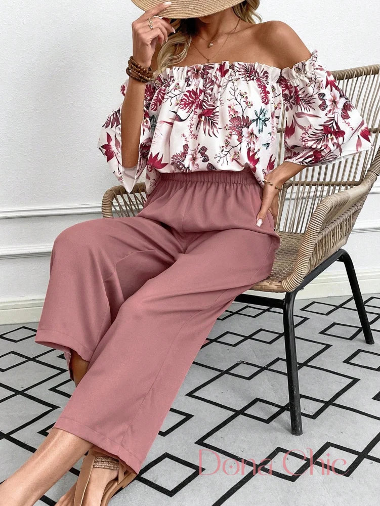 Conjunto Ciganinha Floral Com Calça Pantalona Leve P Conjunto Ciganinha Floral Com Calça Pantalona Leve