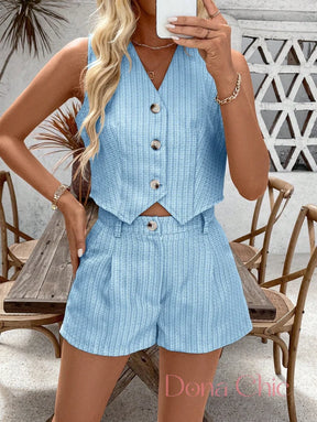 Conjunto Cropped Alfaiataria Com Botões Frontais Conjunto Cropped Alfaiataria Com Botões Frontais