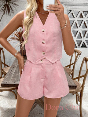 Conjunto Cropped Alfaiataria Com Botões Frontais Conjunto Cropped Alfaiataria Com Botões Frontais