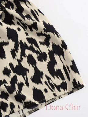 Conjunto Cropped Assimétrico Com Short Animal Print Conjunto Cropped Assimétrico Com Short Animal Print