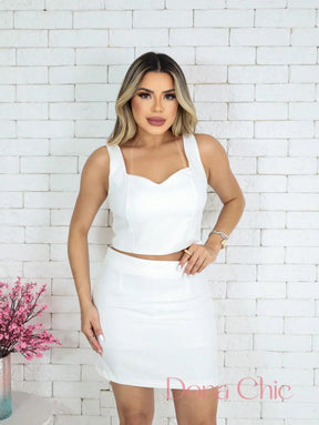 Conjunto Cropped Com Saia Lápis Cintura Alta Conjunto Cropped Com Saia Lápis Cintura Alta