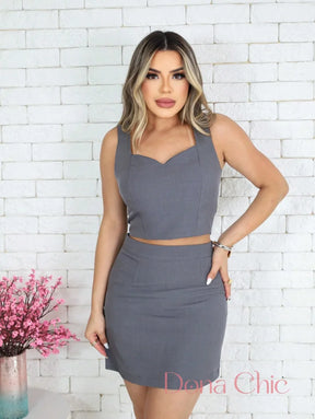 Conjunto Cropped Com Saia Lápis Cintura Alta Conjunto Cropped Com Saia Lápis Cintura Alta