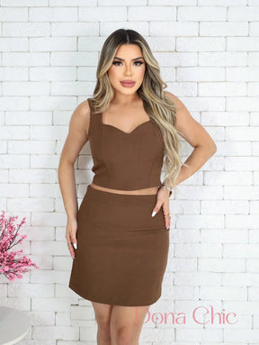 Conjunto Cropped Com Saia Lápis Cintura Alta Conjunto Cropped Com Saia Lápis Cintura Alta