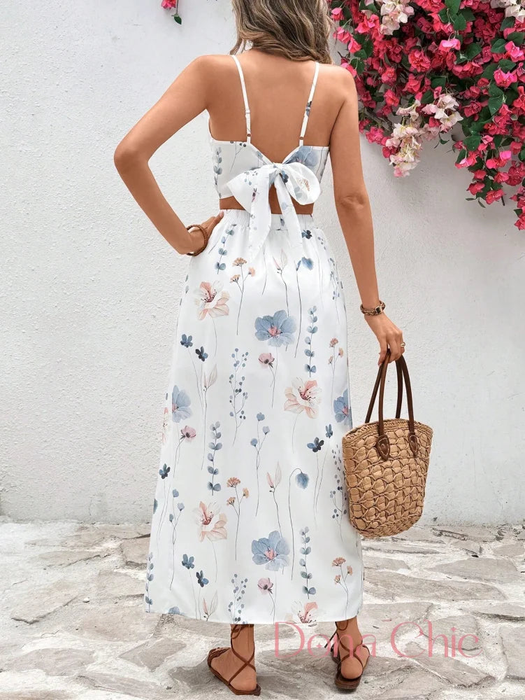 Conjunto Cropped Com Saia Longa Floral E Fenda Lateral Conjunto Cropped Com Saia Longa Floral E Fenda Lateral