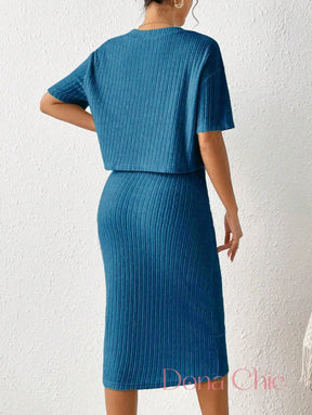 Conjunto Cropped Com Saia Midi Canelada Conjunto Cropped Com Saia Midi Canelada