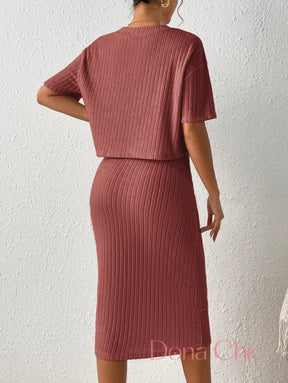 Conjunto Cropped Com Saia Midi Canelada Conjunto Cropped Com Saia Midi Canelada